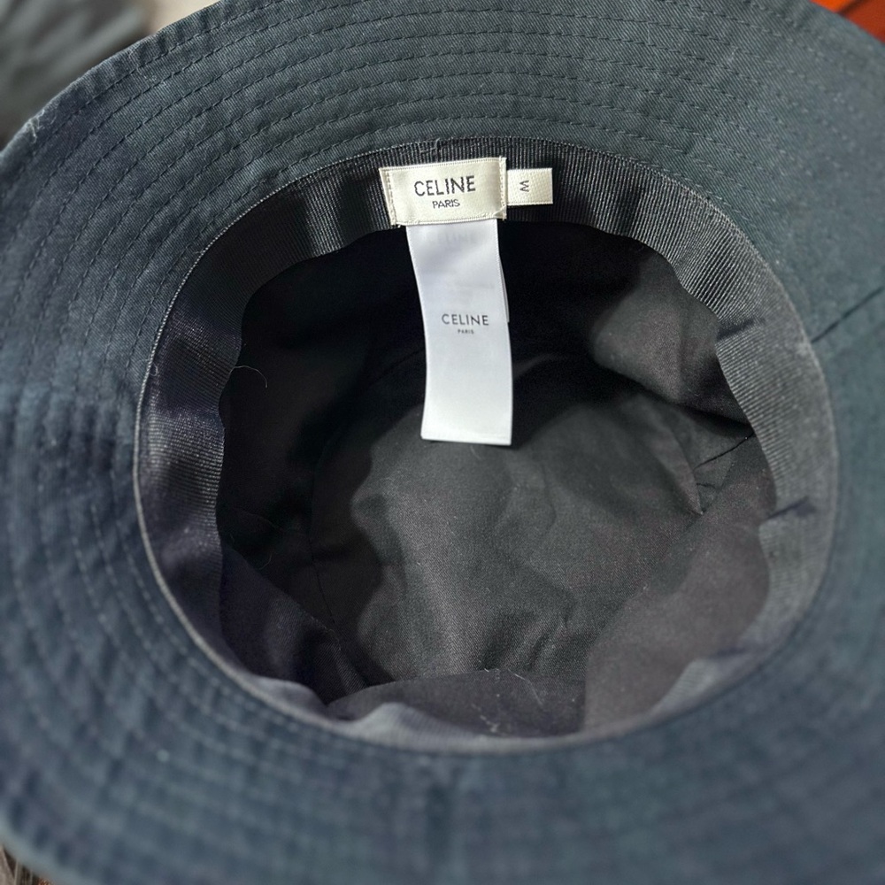 Celine black Hat with White BOB WITH TRIOMPHE PATCH IN COTTON GABARDINE - Picture 4 of 12